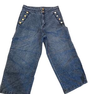 Anne Klein Blue Cropped Jeans with Gold Accents